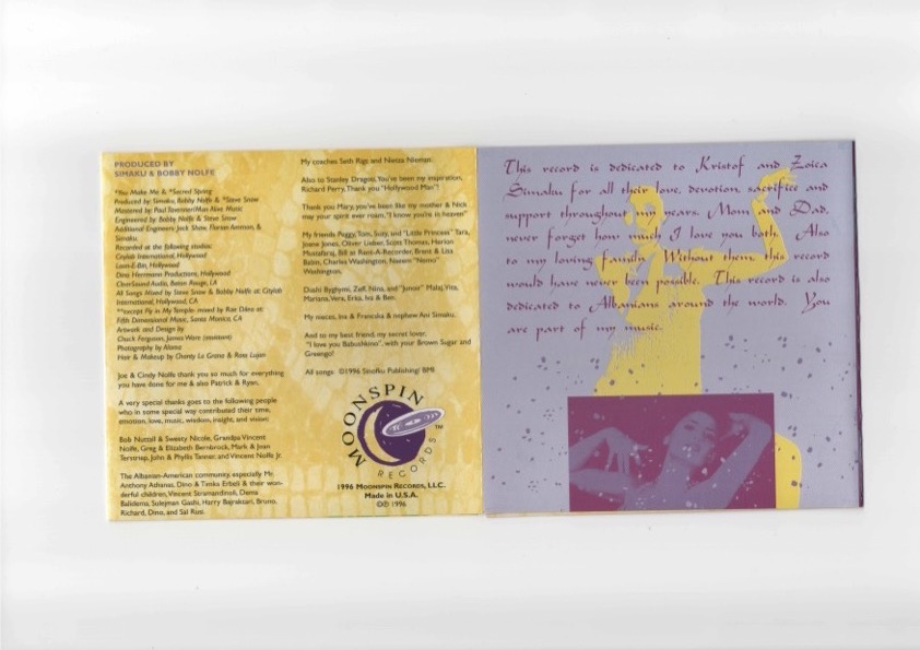 Booklet inner panel with credits and dedication